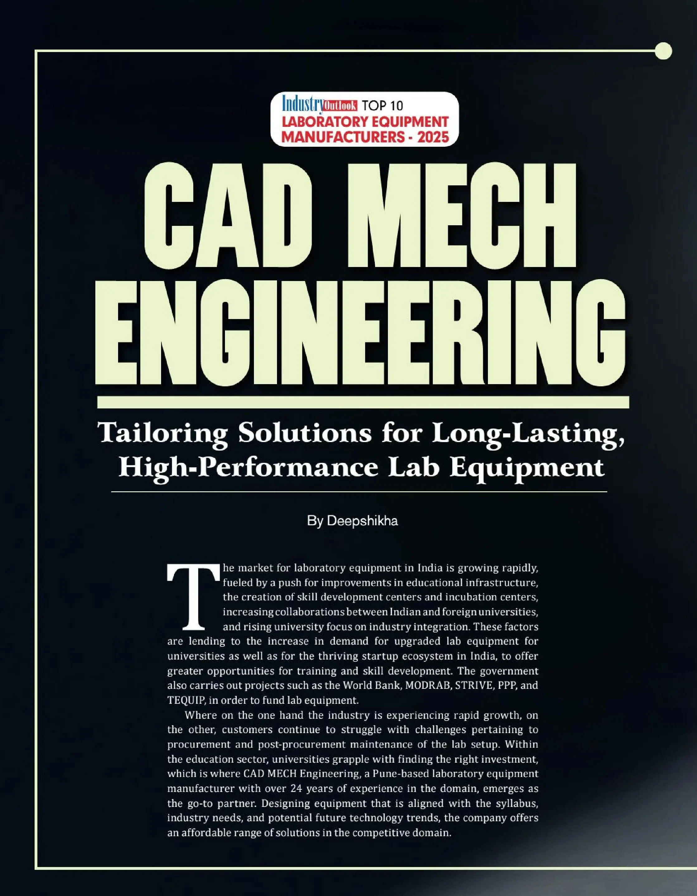 Industry Outlook Magazine February 2025 — CADMECH Laboratory Equipment Manufacturers
